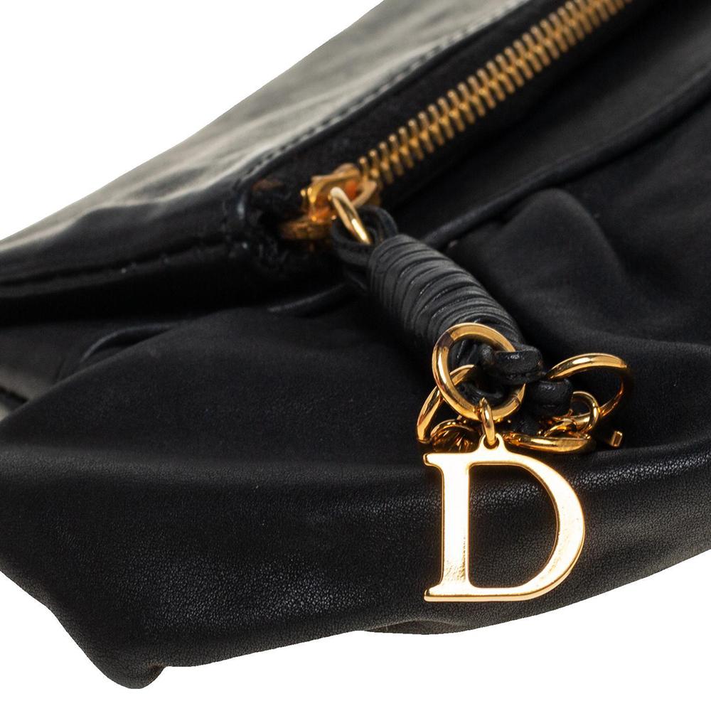 Dior Black Leather Gipsy Fold Over Clutch 1