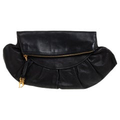 Christian Dior Schwarze Clutch aus Leder mit Klappverschluss