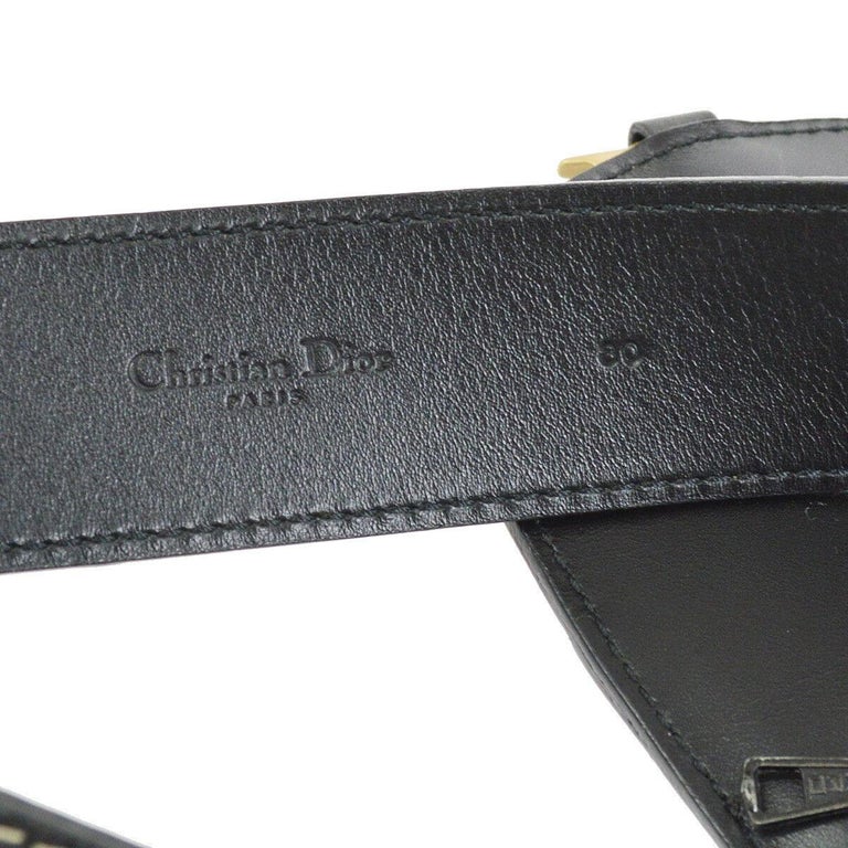 Dior Black Leather Gold 'D' Charm Stitch Fanny Pack Waist Bum Belt Bag