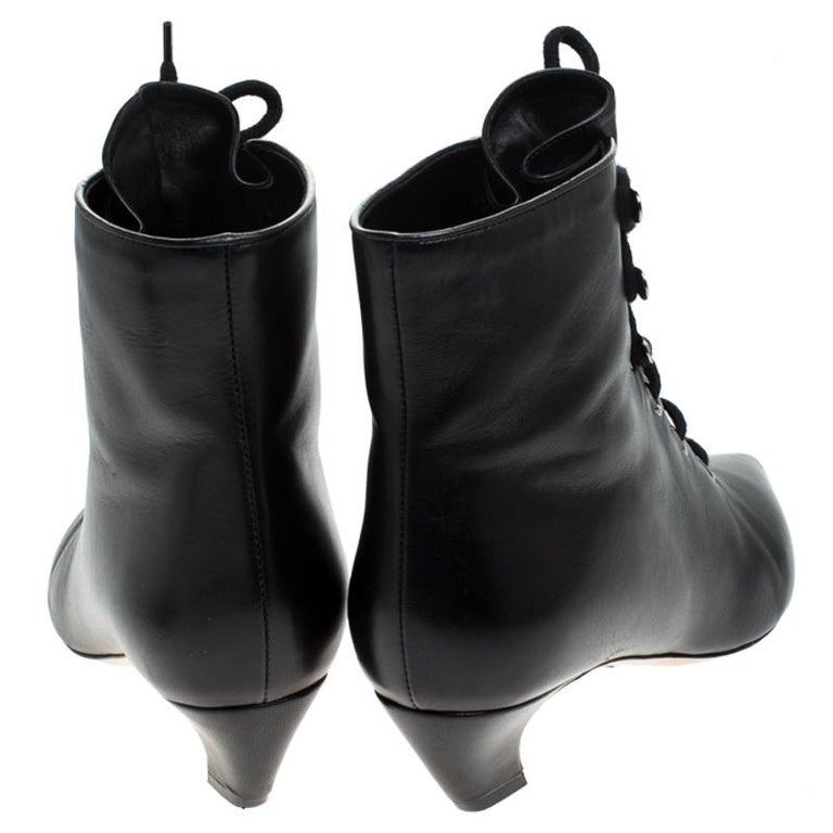 Dior Black Leather I Dior Pointed Toe Boots Size 38.5 at 1stDibs