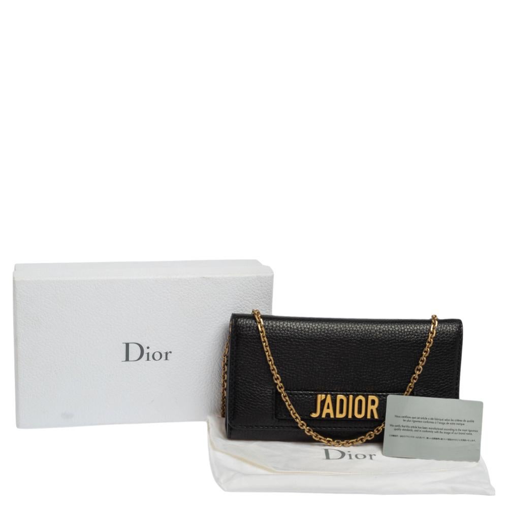 Dior Schwarzes Leder J'Adior Croisiere Portemonnaie an Kette 9