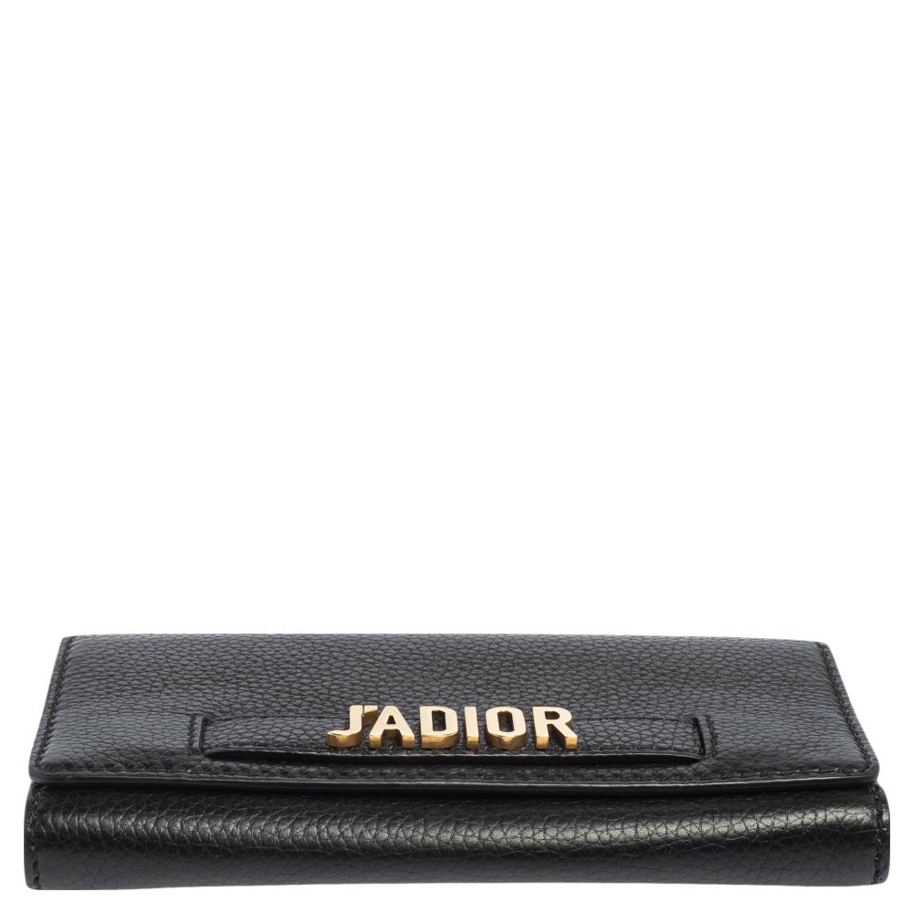 Dior Schwarzes Leder J'Adior Croisiere Portemonnaie an Kette 1