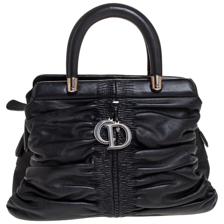 Dior Black Leather Karenina Hermitage Satchel