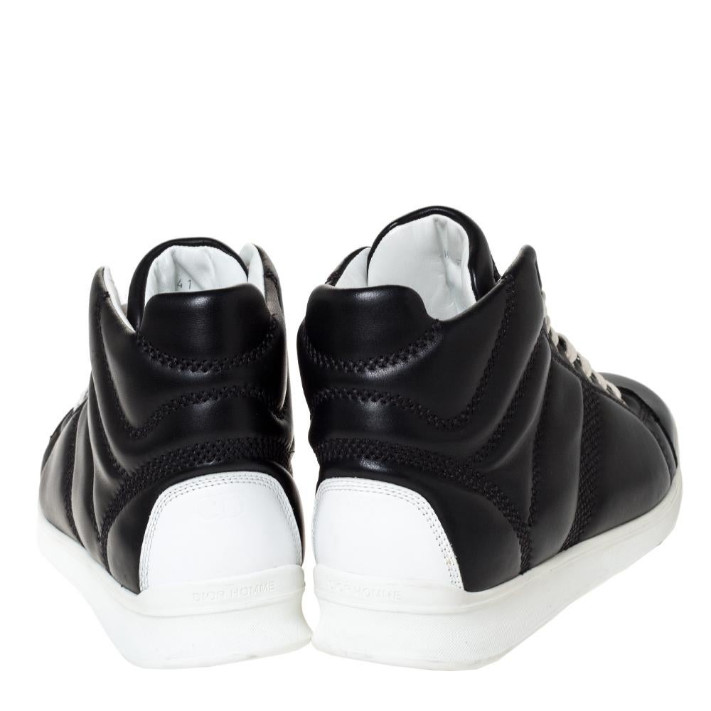 Dior Black Leather Lace High Top Sneakers Size 41 In Excellent Condition In Dubai, Al Qouz 2