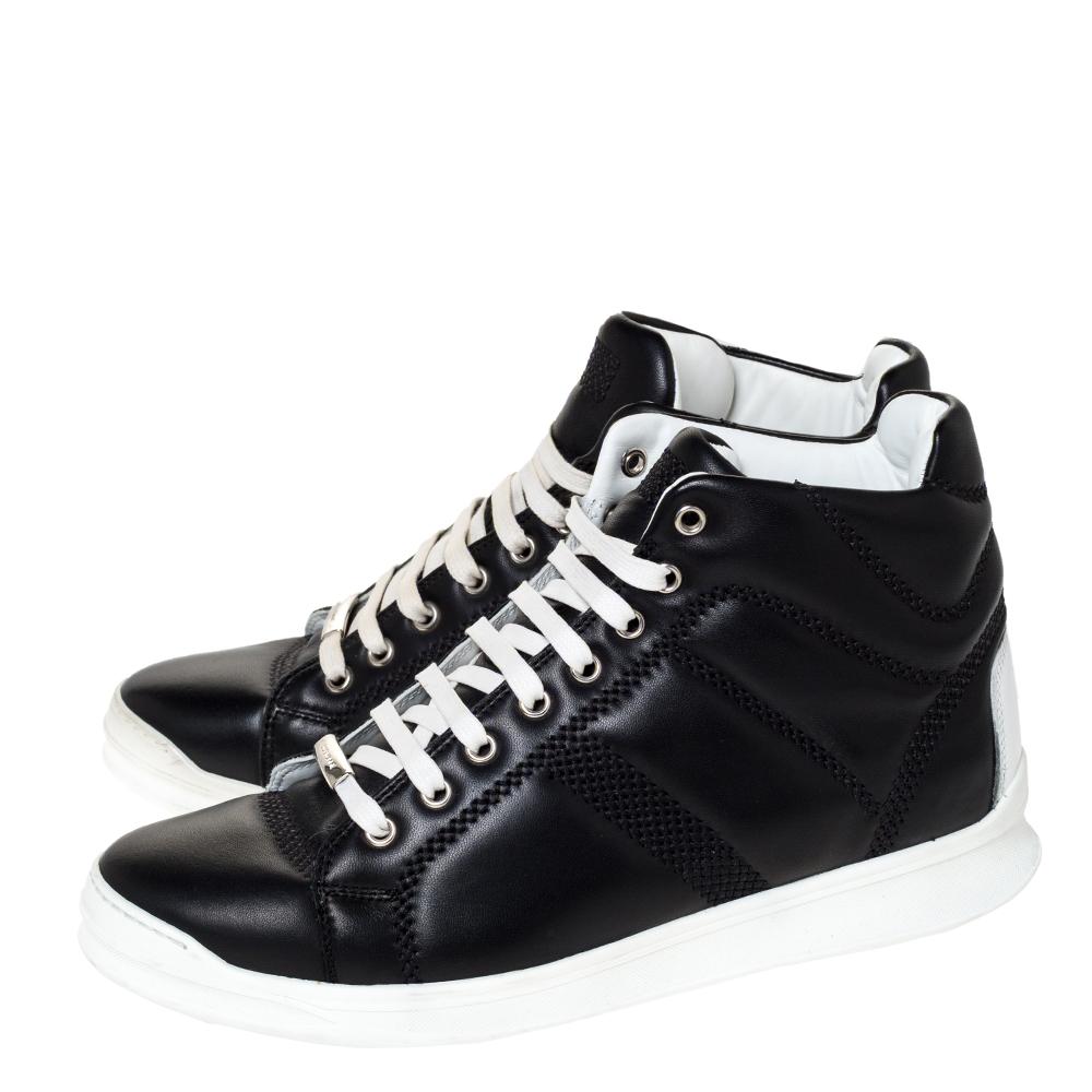 Dior Black Leather Lace High Top Sneakers Size 41 2