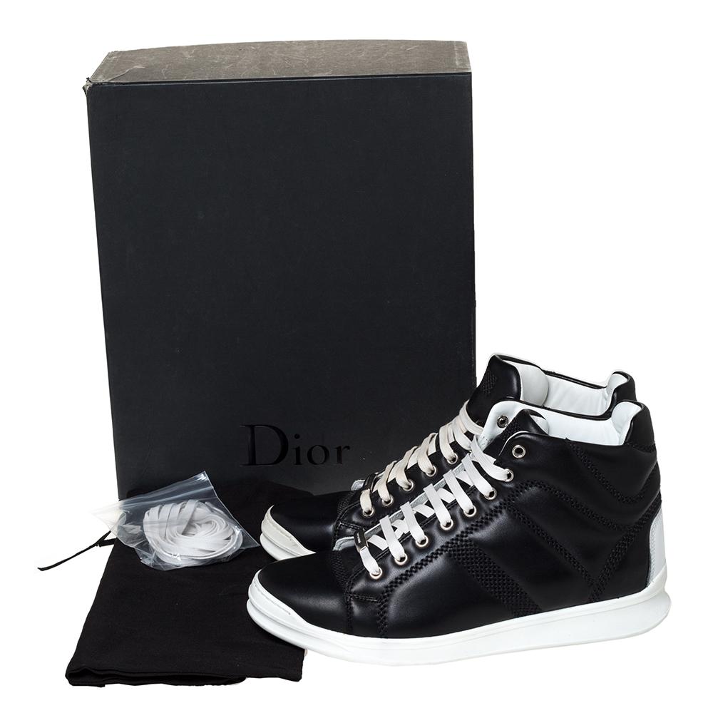 Dior Black Leather Lace High Top Sneakers Size 41 4