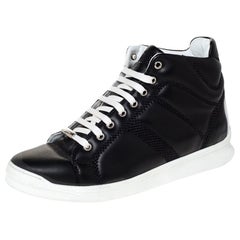 Dior Black Leather Lace High Top Sneakers Size 41