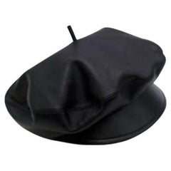 Dior Black Leather Lambskin Baker Boy Cap - Size 57