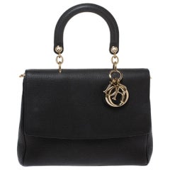 Dior Black Leather Large Be Dior Flap Top Handle Bag