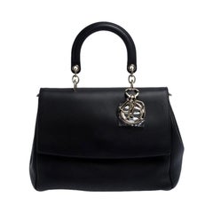 Dior Black Leather Large Be Dior Flap Top Handle Bag