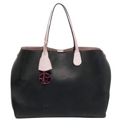 Dior Große Dior Addict Shopper Tote aus schwarzem Leder