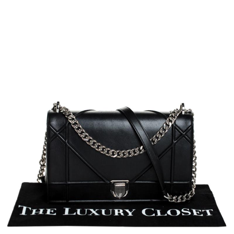 Dior Black Leather Large Diorama Flap Shoulder Bag 8