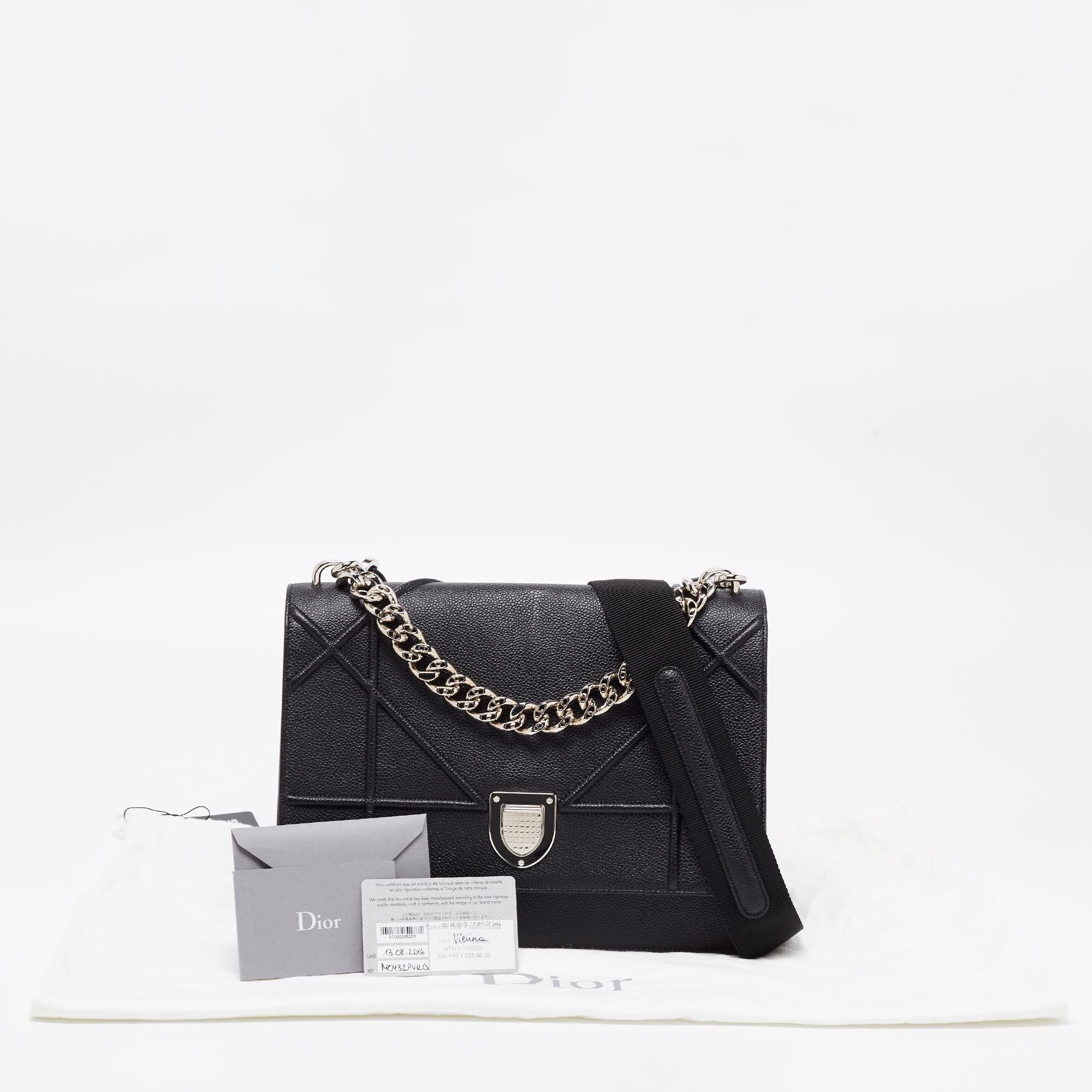 Dior Black Leather Large Diorama Flap Shoulder Bag 9