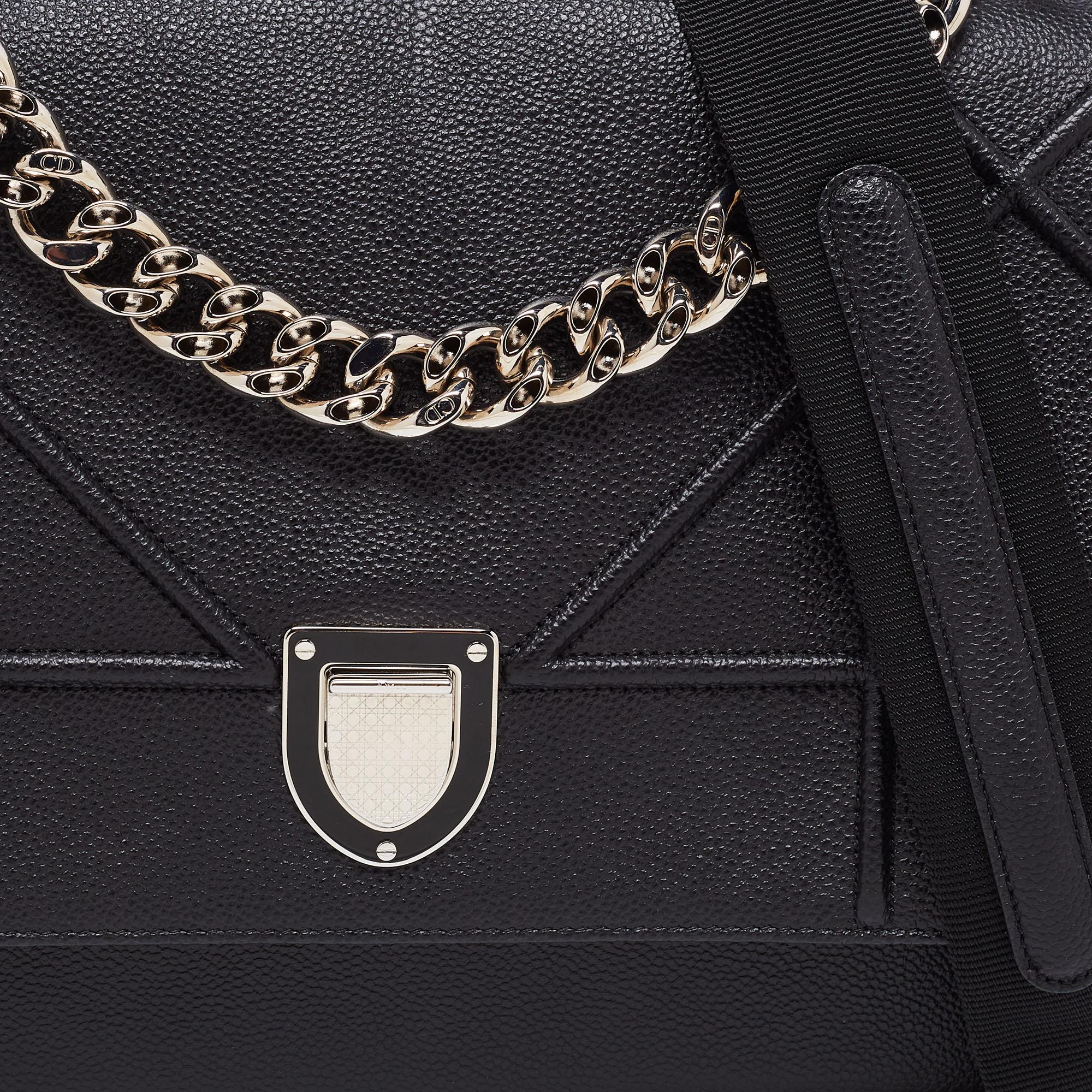 Dior Black Leather Large Diorama Flap Shoulder Bag 2