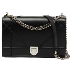 Dior Black Leather Large Diorama Flap Shoulder Bag