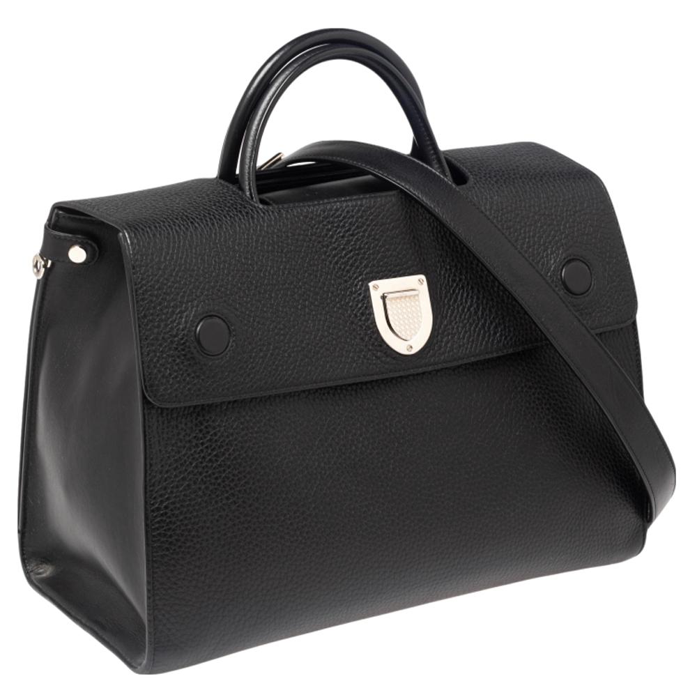 Dior Black Leather Large Diorever Top handle Bag In Good Condition In Dubai, Al Qouz 2