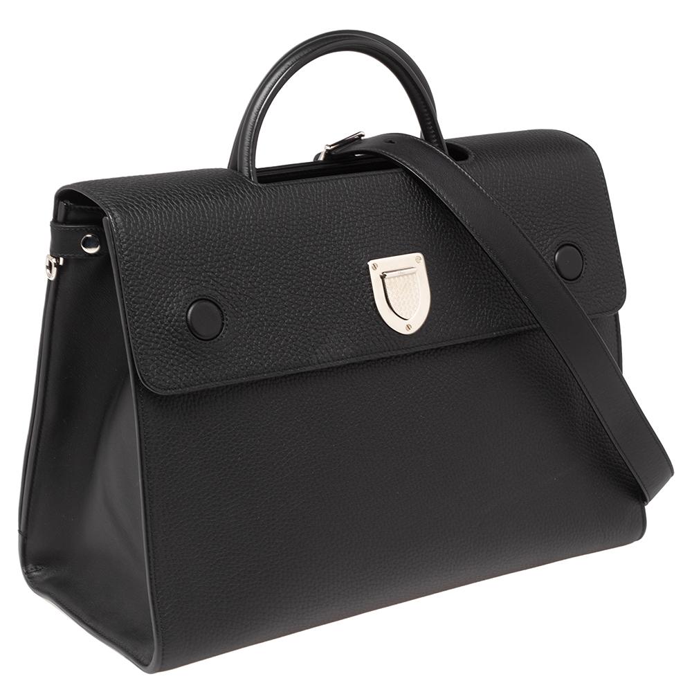 Dior Black Leather Large Diorever Top Handle Bag In Good Condition In Dubai, Al Qouz 2