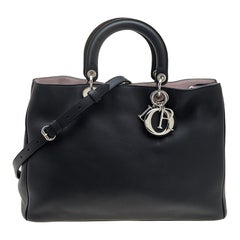 Dior Black Leather Large Diorissimo Shopper Tote