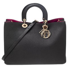 Dior Große Diorissimo Shopper-Tasche aus schwarzem Leder