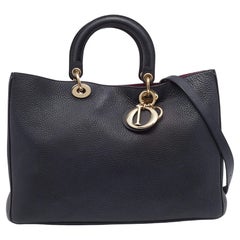 Dior Große Diorissimo Shopper-Tasche aus schwarzem Leder