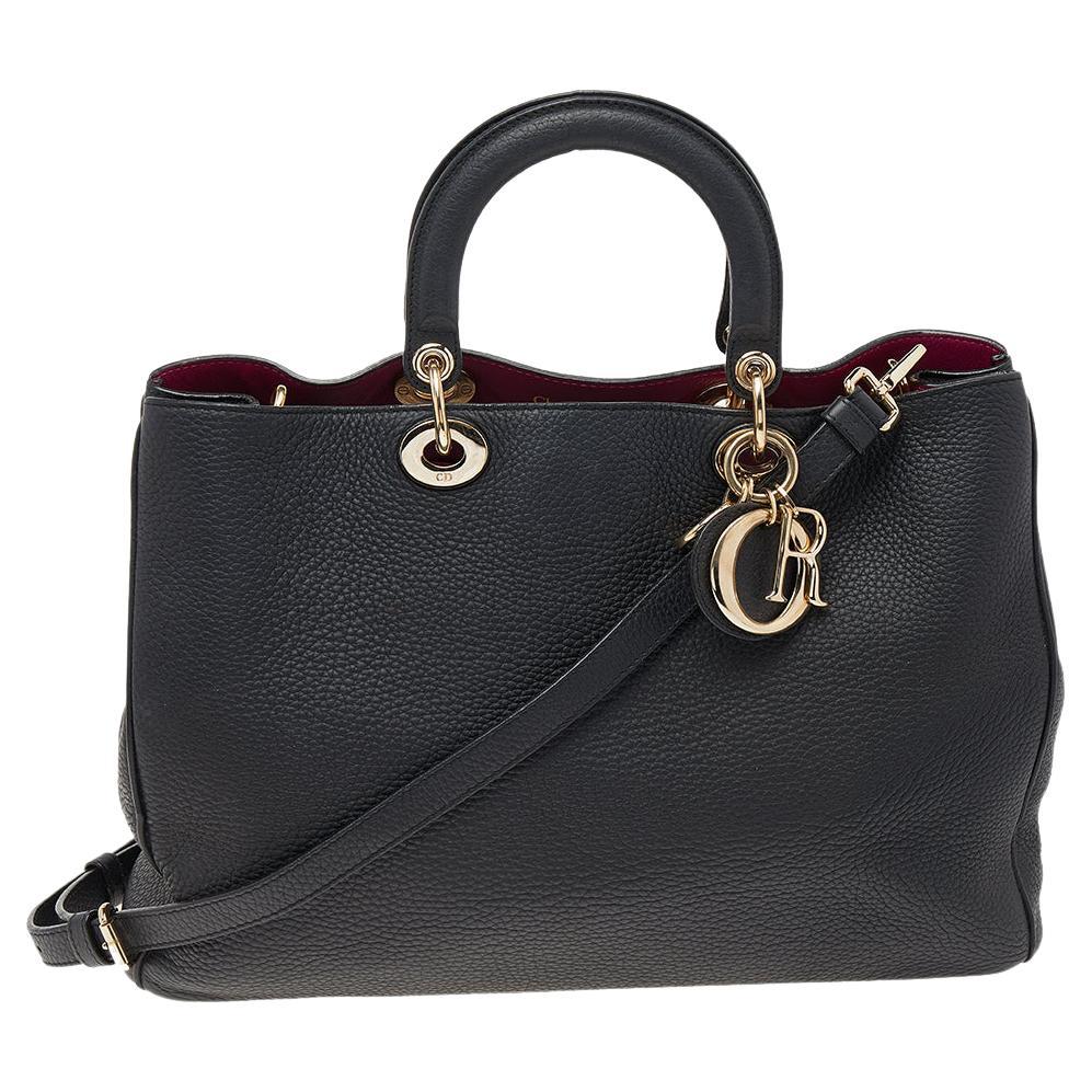 Dior - Grand sac cabas Diorissimo en cuir noir