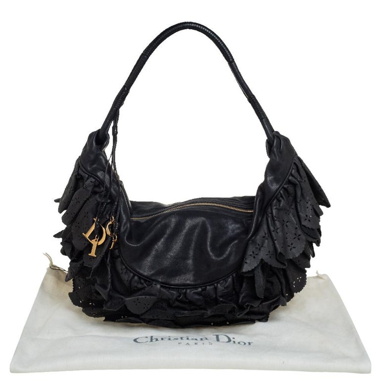 Dior Black Leather Large Gypsy Ruffle Hobo at 1stDibs