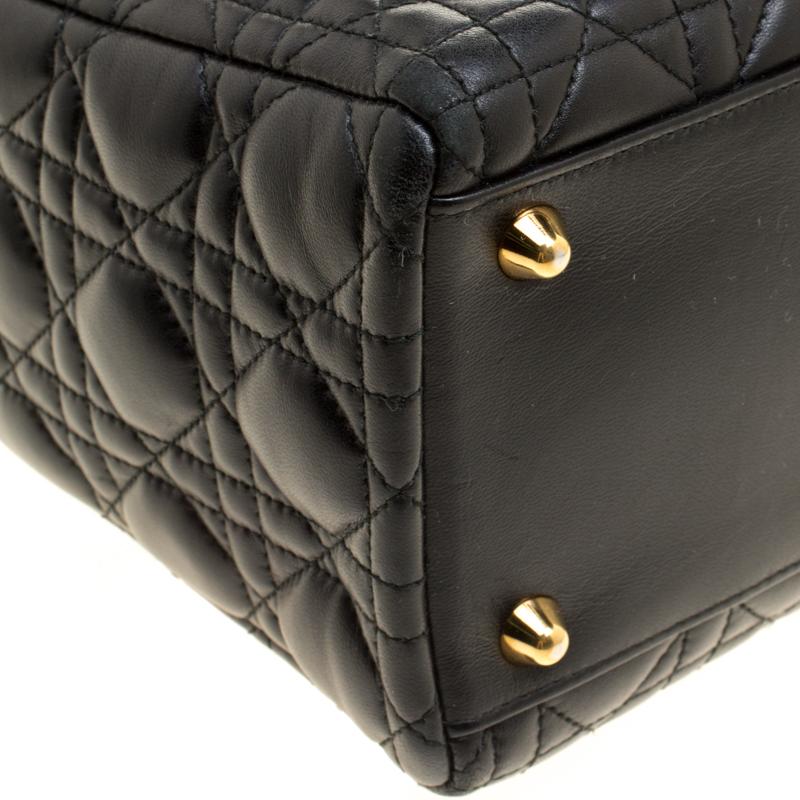 Dior - Grand sac cabas Lady Dior en cuir noir 5