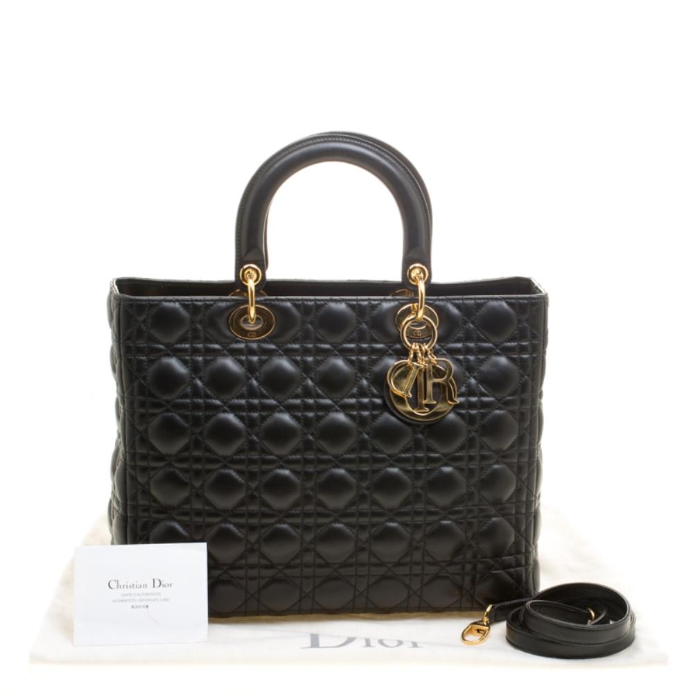 Dior Black Leather Large Lady Dior Tote 8