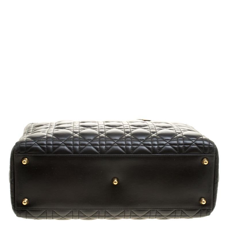  Dior - Grand sac cabas Lady Dior en cuir noir Pour femmes 