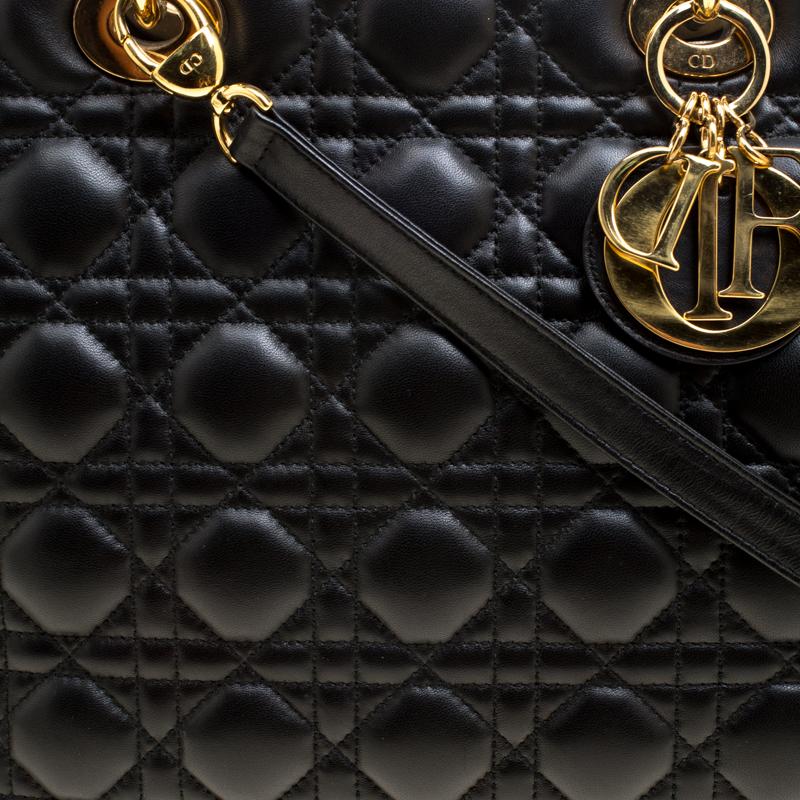 Dior - Grand sac cabas Lady Dior en cuir noir 1