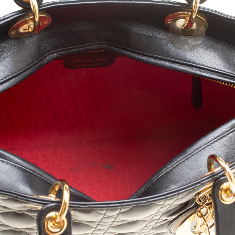 Dior - Grand sac cabas Lady Dior en cuir noir 2