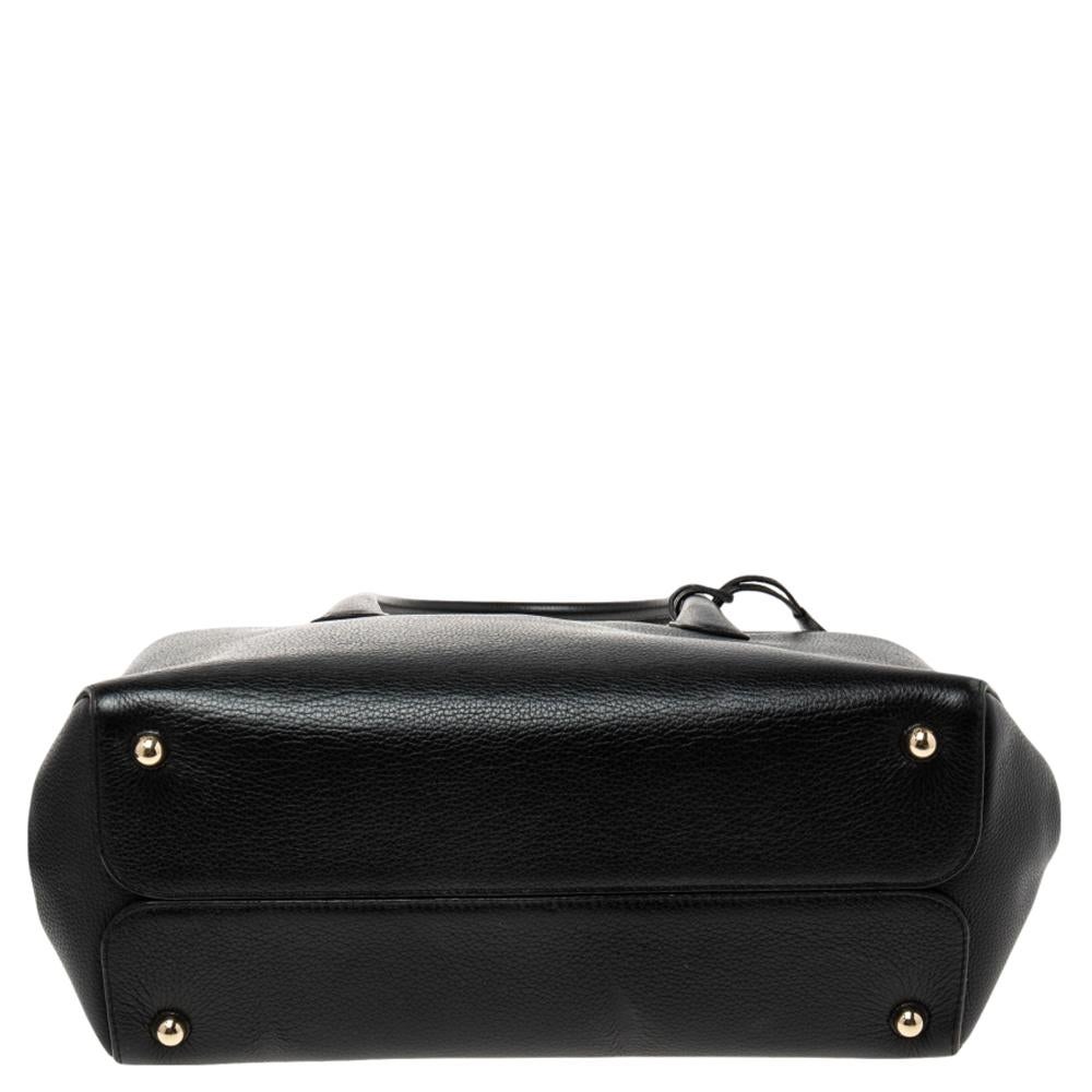 Women's Dior Black Leather Large Open Bar Tote