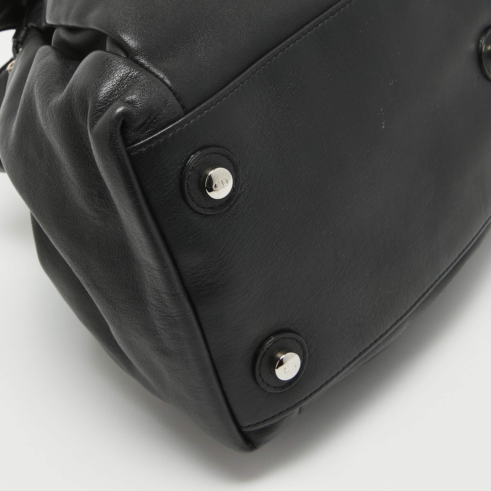Dior Black Leather Le Trente Hobo For Sale 4