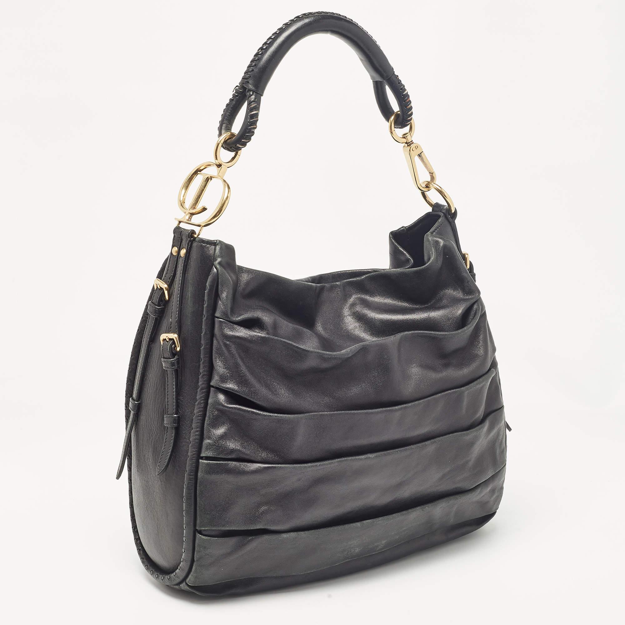 Dior Black Leather Libertine Hobo In Good Condition In Dubai, Al Qouz 2