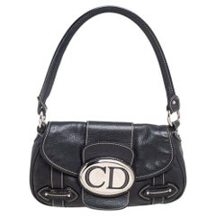 Dior Black Leather Logo Shoulder Bag