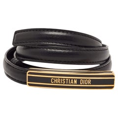 Dior Black Leather Logo Waist Belt 75 CM