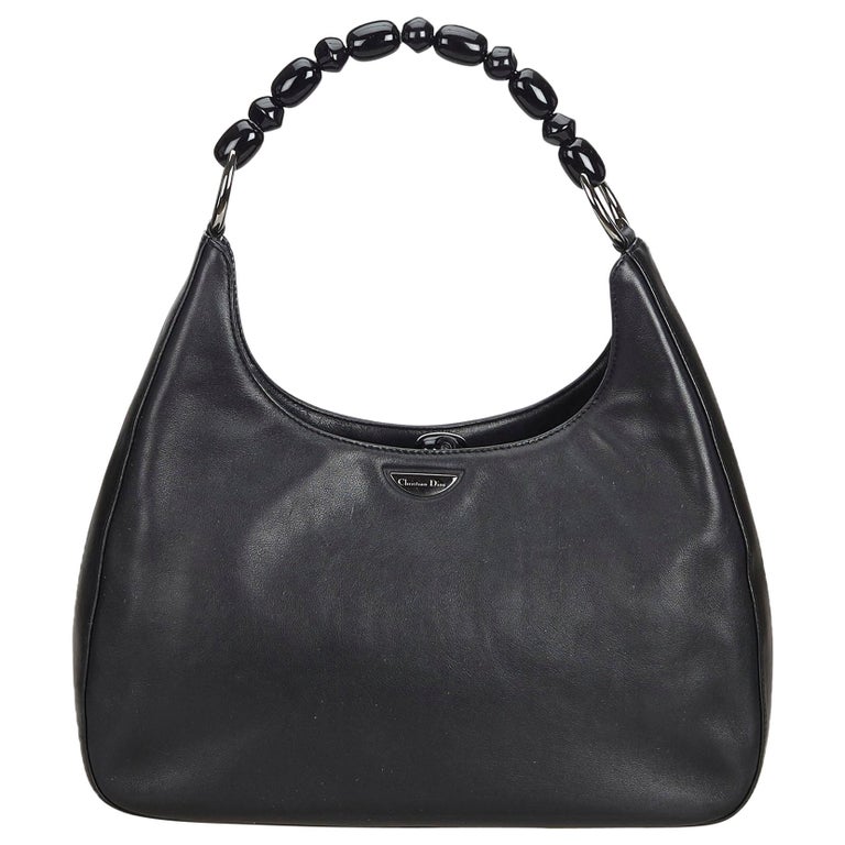 Dior Black Leather Malice Pearl Shoulder Bag France w/ Dust Bag For