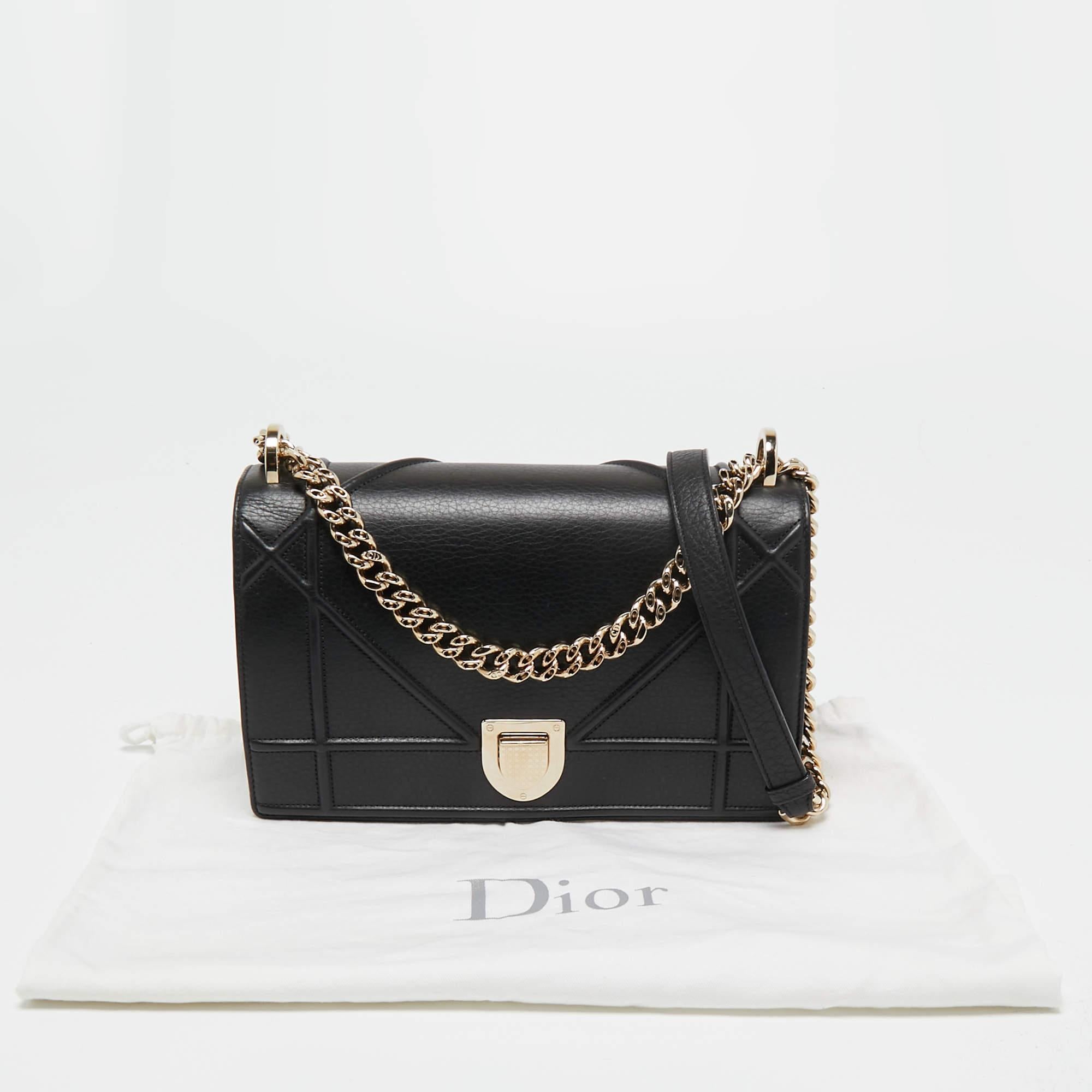 Dior Black Leather Medium Diorama Flap Shoulder Bag 9