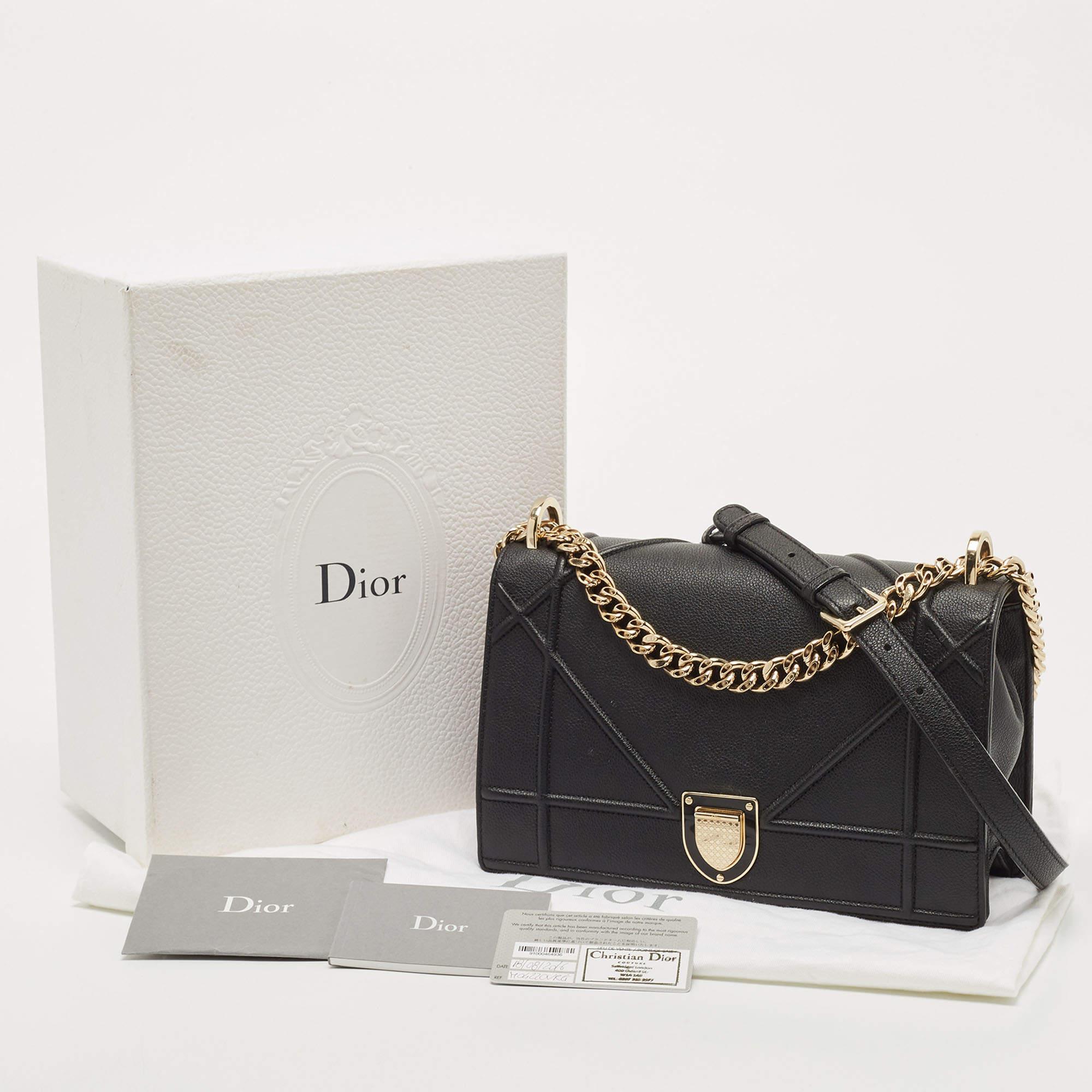 Dior Black Leather Medium Diorama Flap Shoulder Bag 10