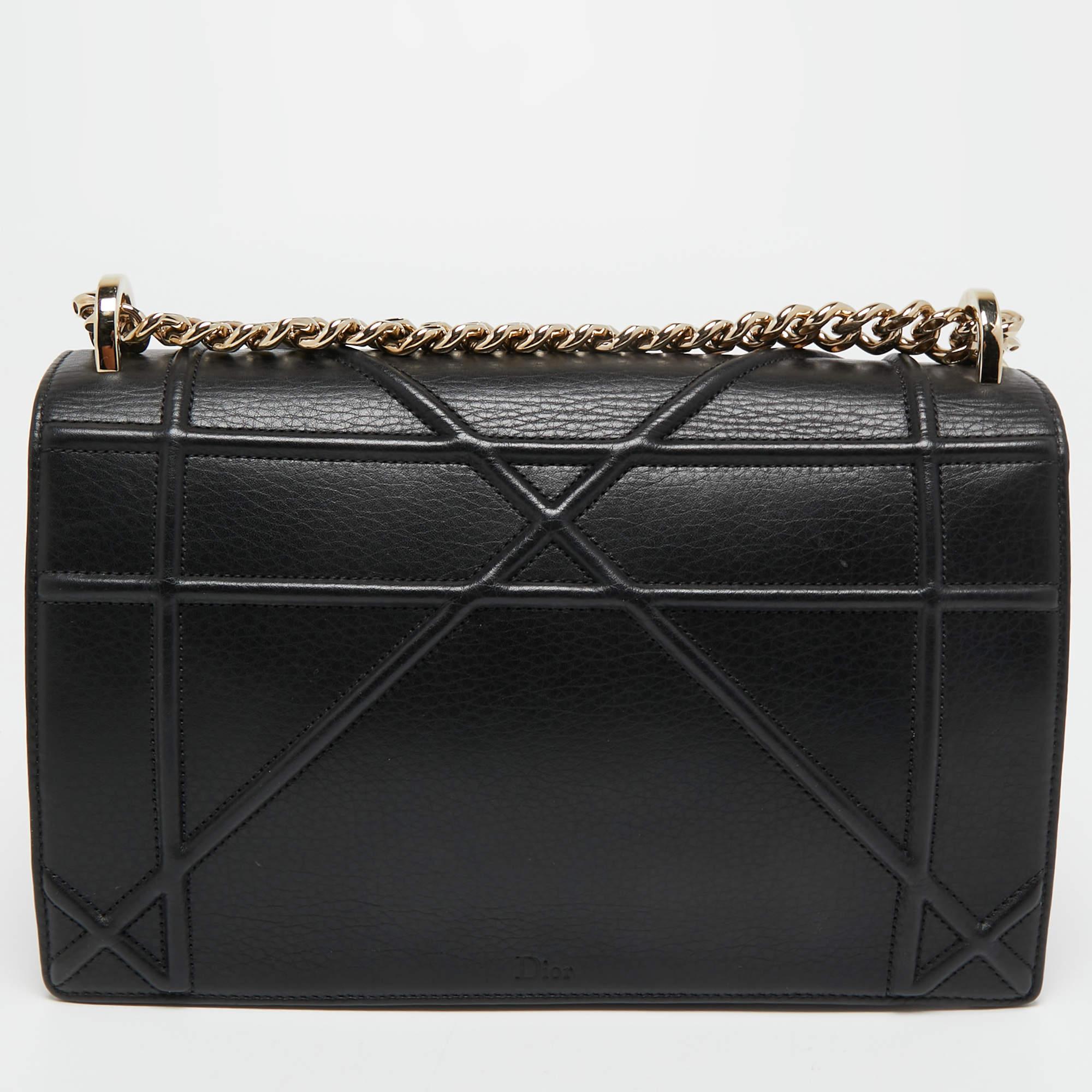 Dior Black Leather Medium Diorama Flap Shoulder Bag 1