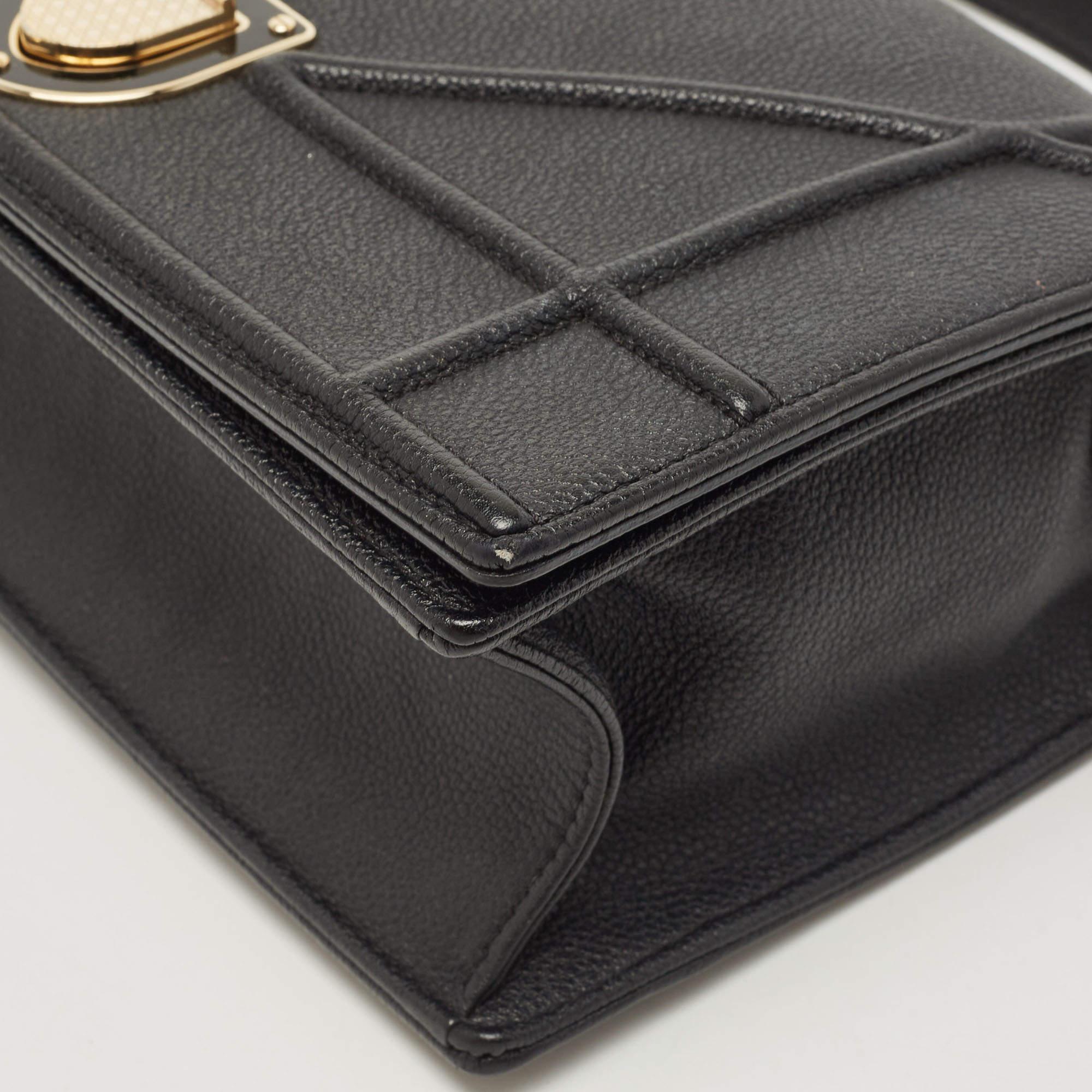  Dior Black Leather Medium Diorama Flap Shoulder Bag Pour femmes 