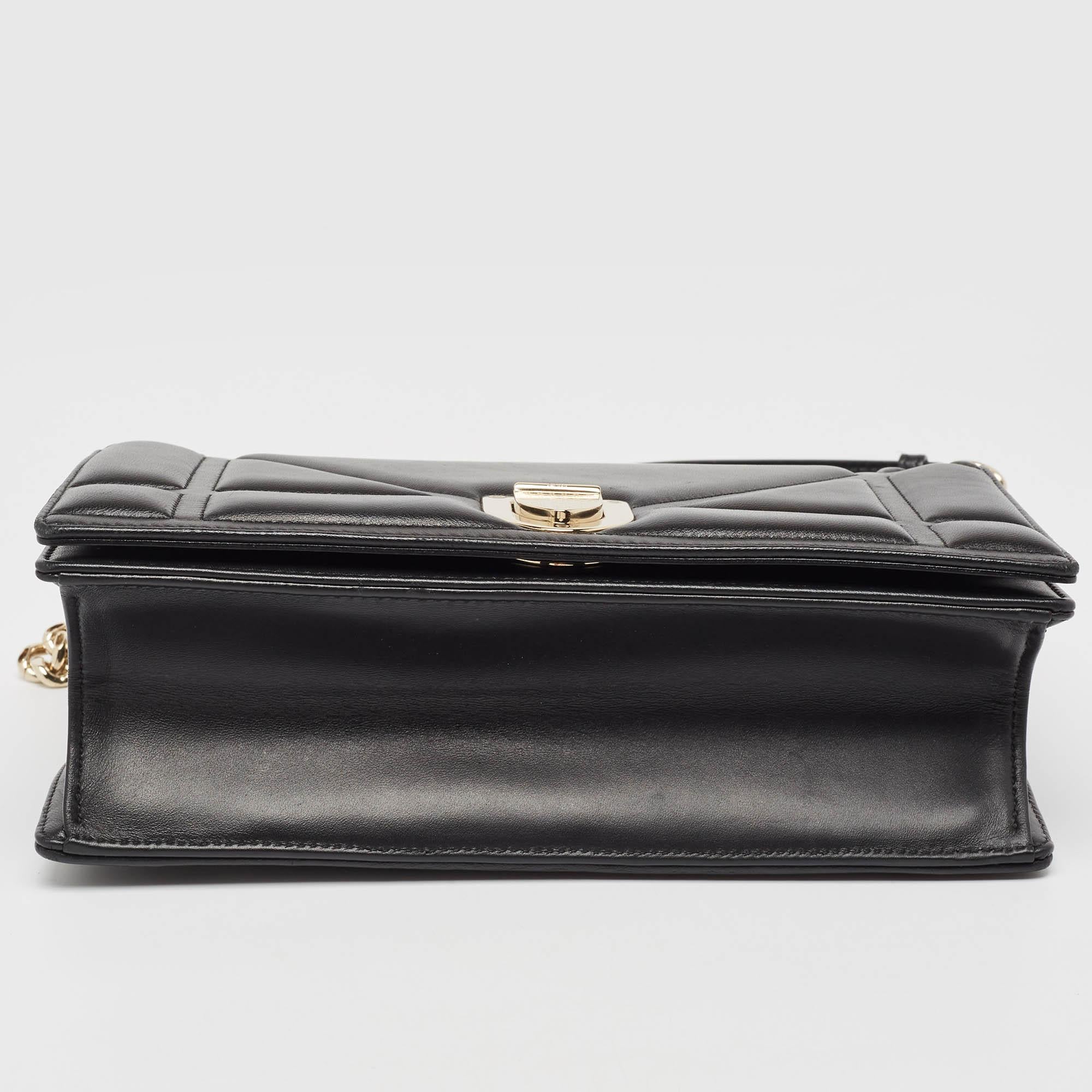 Dior Black Leather Medium Diorama Flap Shoulder Bag 3