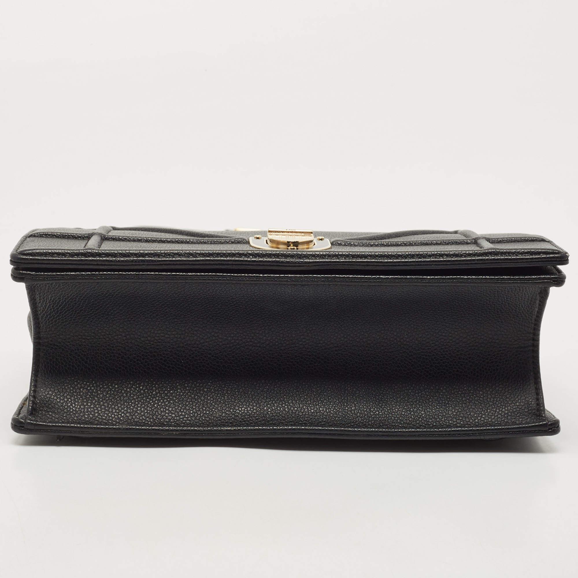 Dior Black Leather Medium Diorama Flap Shoulder Bag For Sale 3