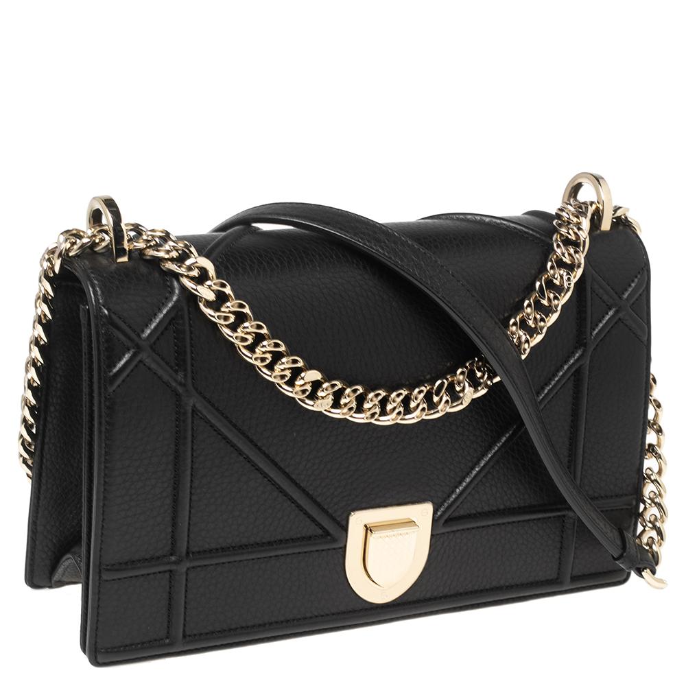 Dior Black Leather Medium Diorama Flap Shoulder Bag 4