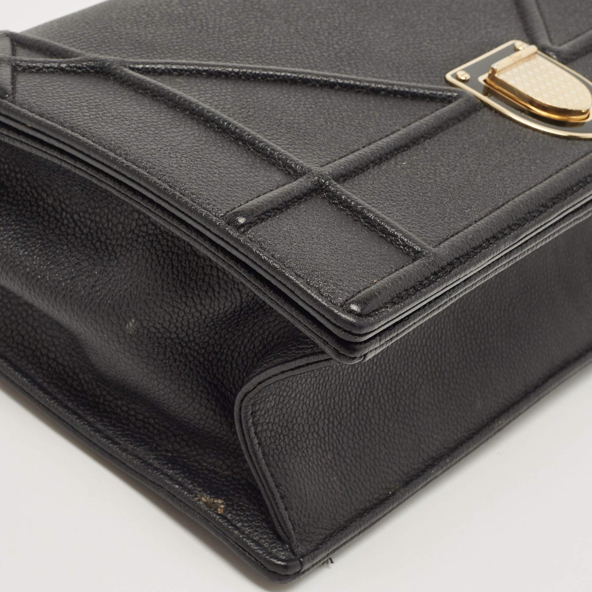 Dior Black Leather Medium Diorama Flap Shoulder Bag For Sale 4