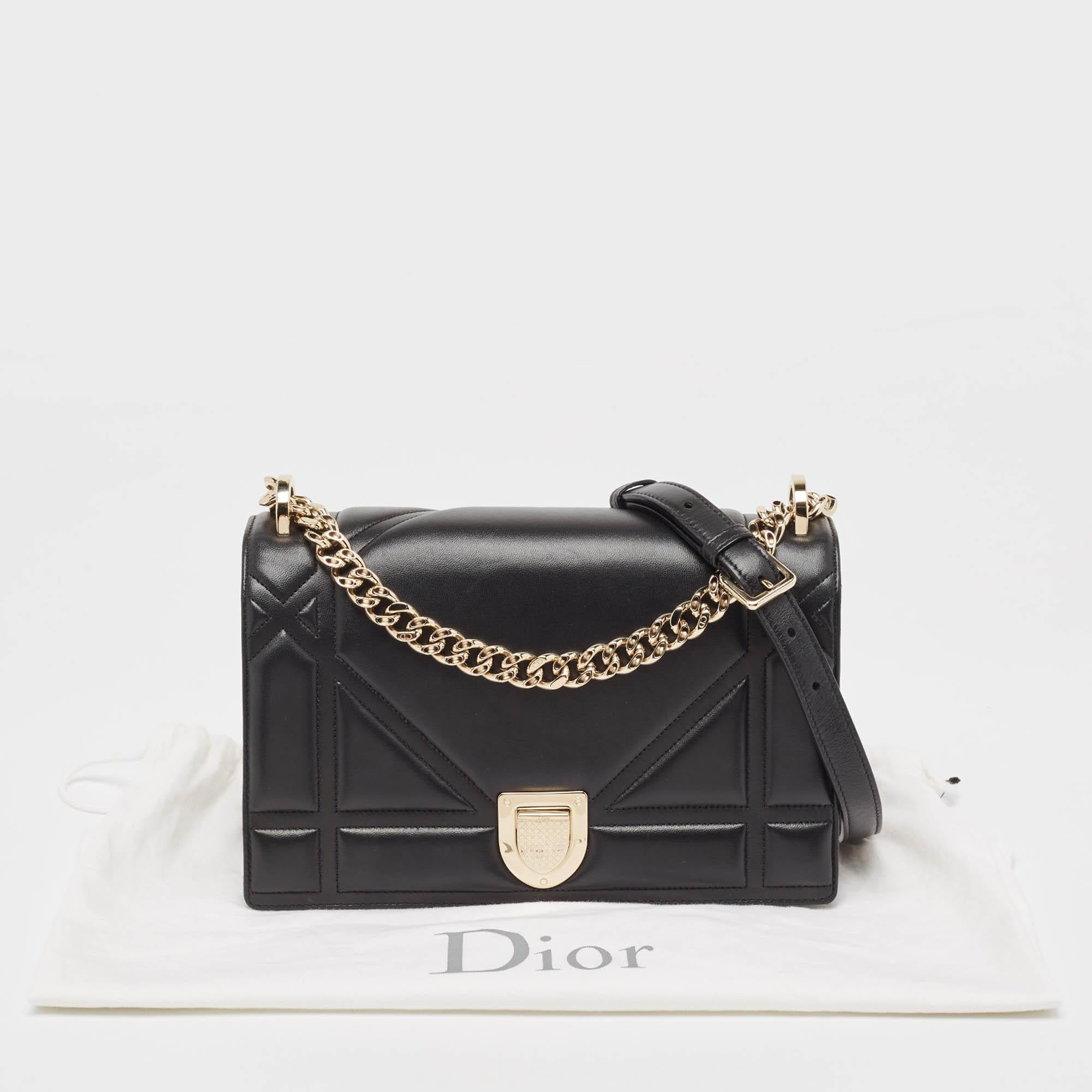 Dior Black Leather Medium Diorama Flap Shoulder Bag 5