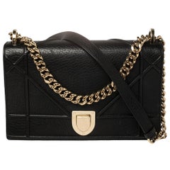 Dior Black Leather Medium Diorama Flap Shoulder Bag