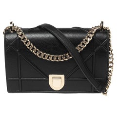 Dior Black Leather Medium Diorama Flap Shoulder Bag