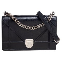 Dior Black Leather Medium Diorama Flap Shoulder Bag