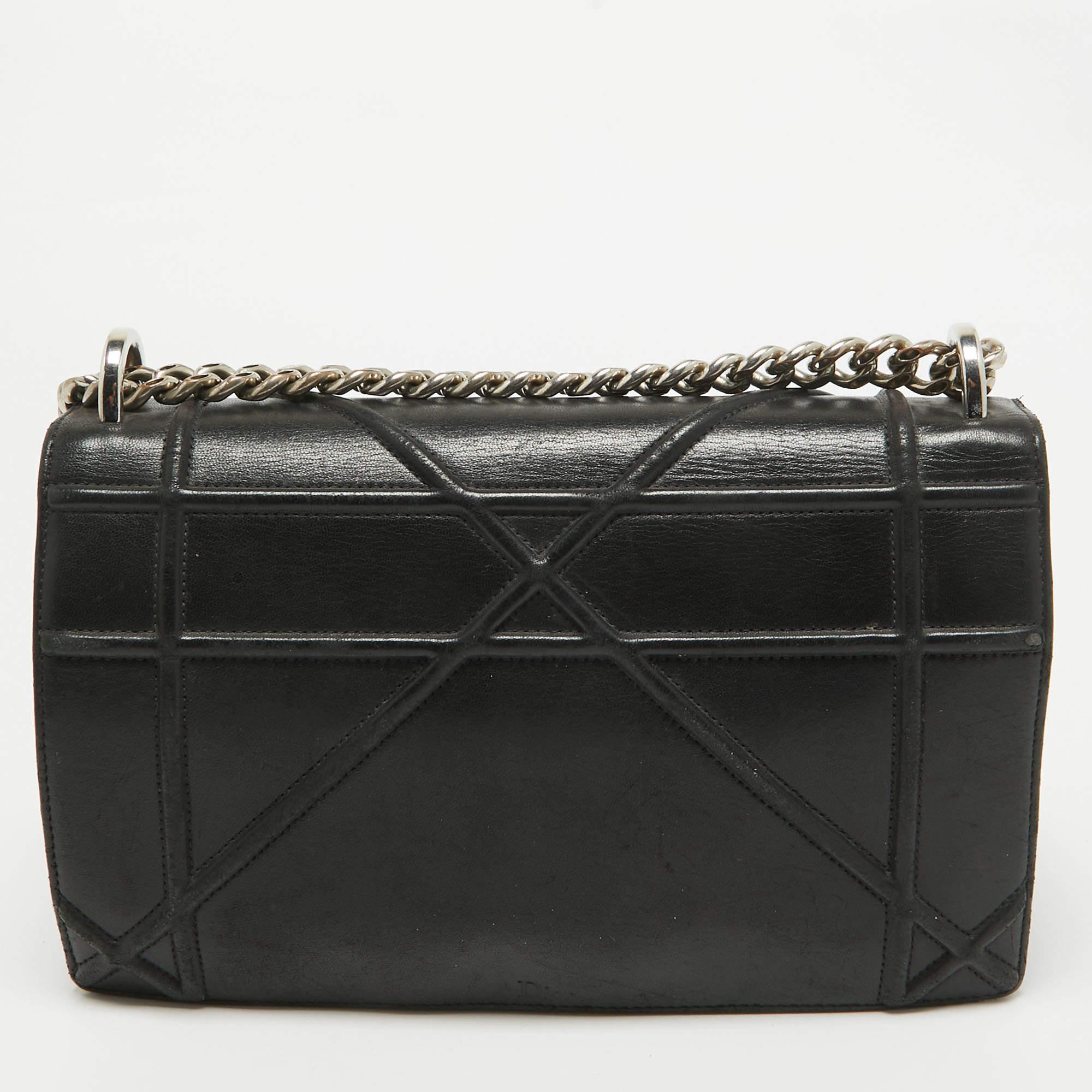 Women's Dior Black Leather Medium Diorama Shoulder Bag